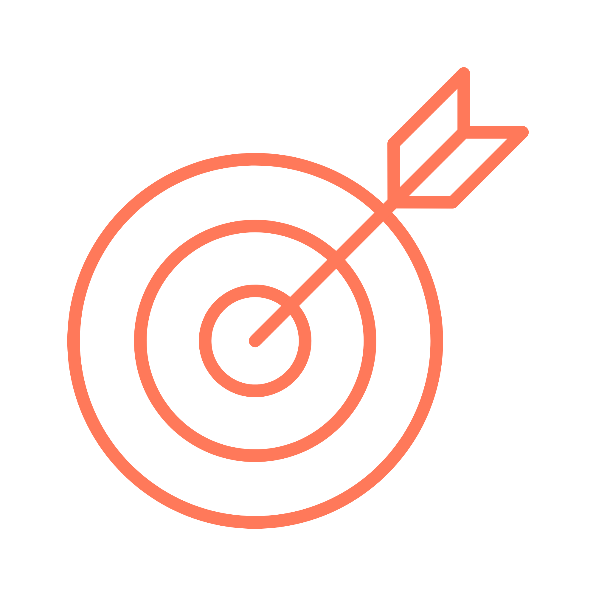 Graphic depicting a growth chart with an upward arrow over concentric circles, symbolizing progress or success.