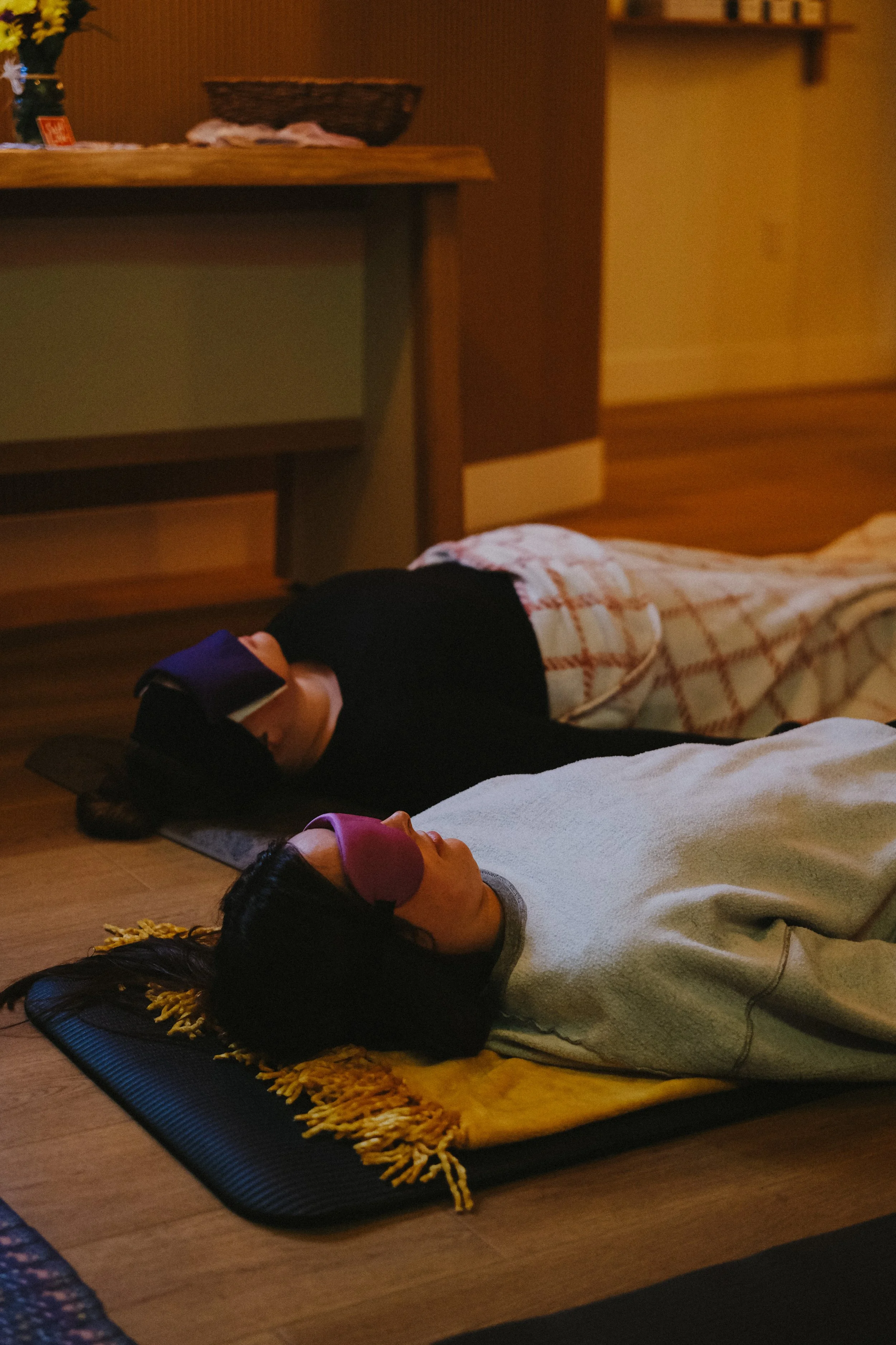 group sound healing participants resting phoenix sound bath