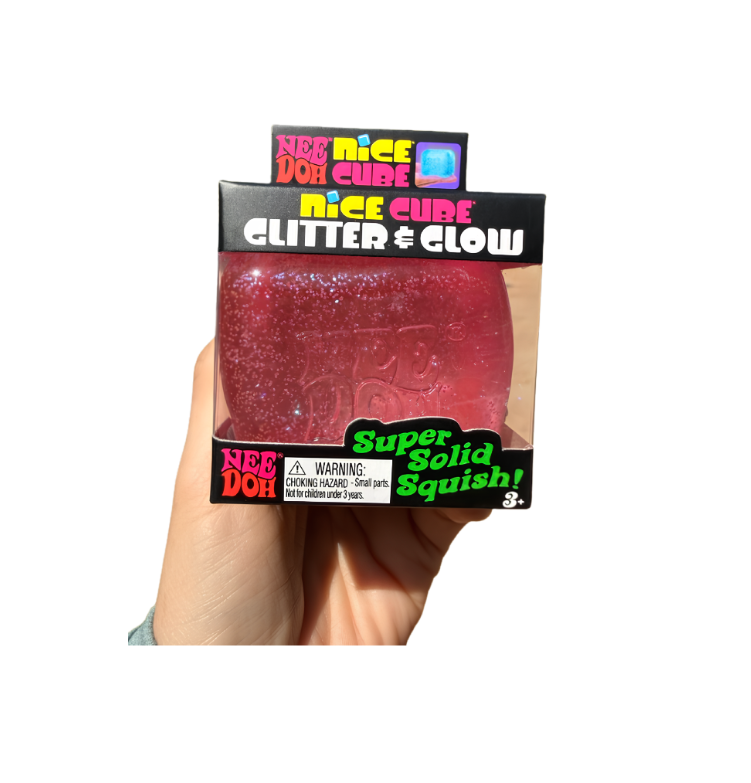Schylling NeeDoh® Nice Cube Glitter & Glow - Pink