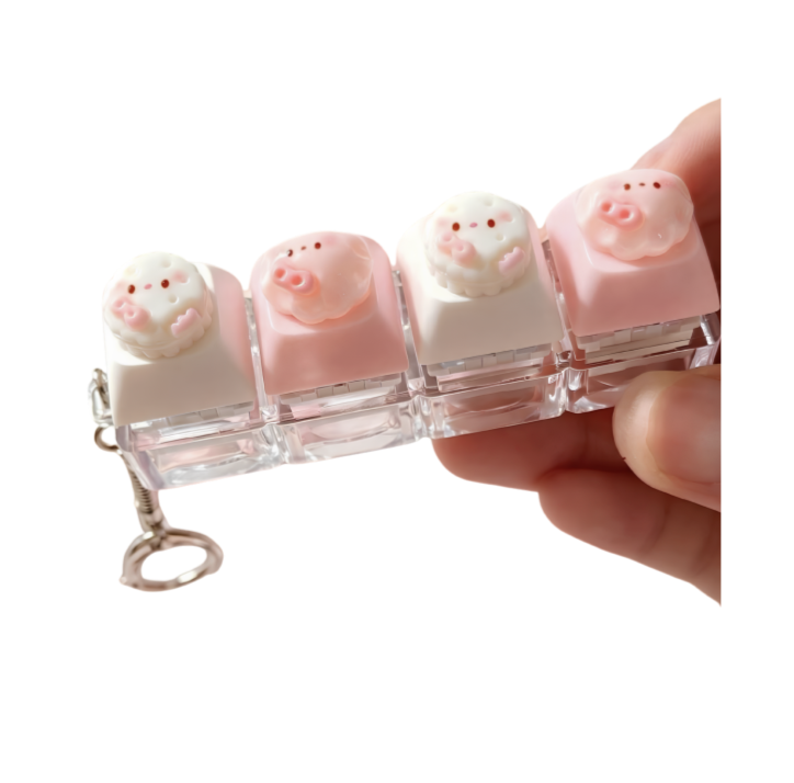 Pink & White Pastel Pastries Clicker Fidget Keychain