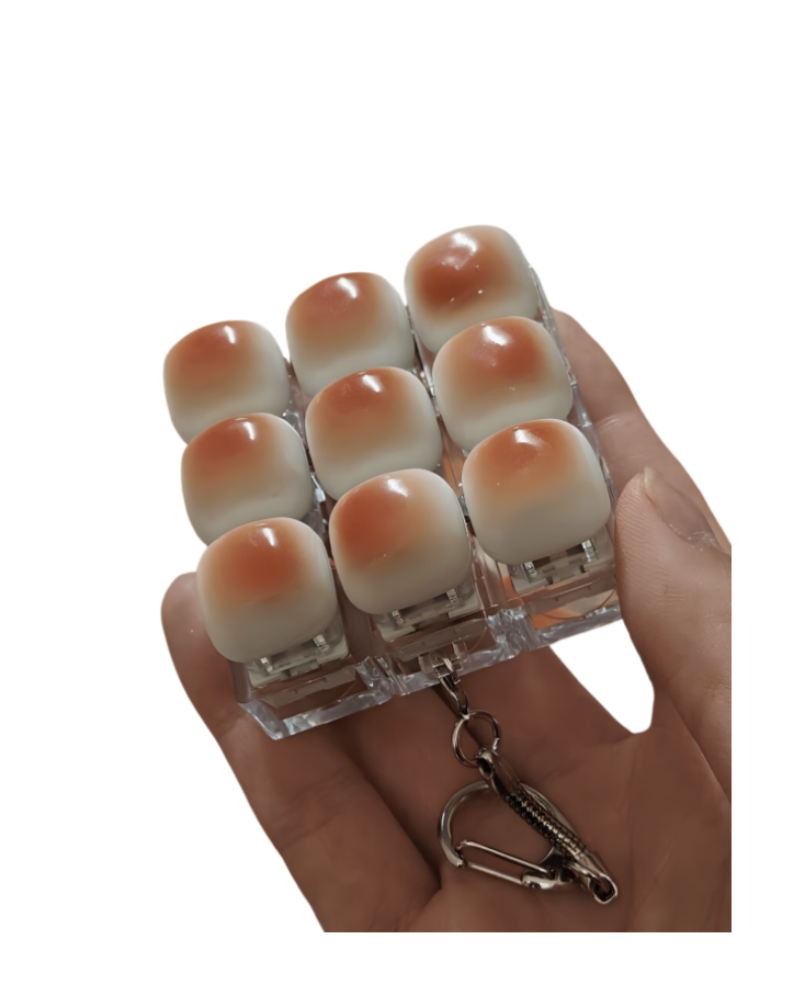 Caramel Bread Clicker Fidget Keychain