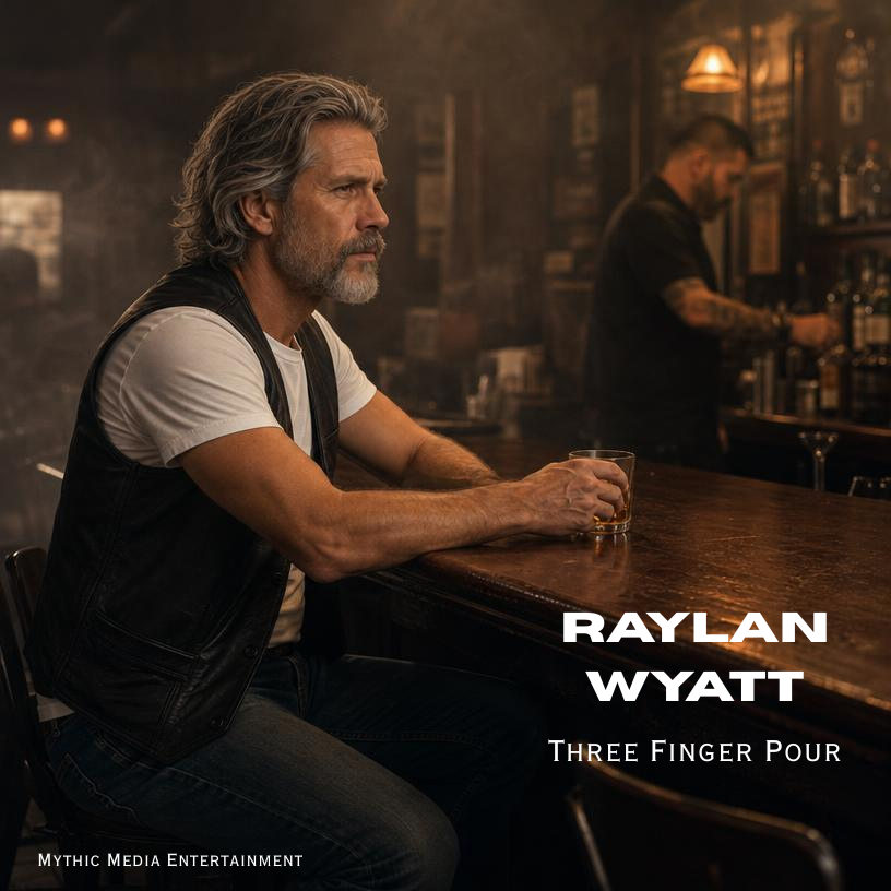 A man with gray hair and a beard sitting alone at a bar, holding a glass of whiskey. The bar has a warm, dimly-lit ambiance with a bartender in the background.
