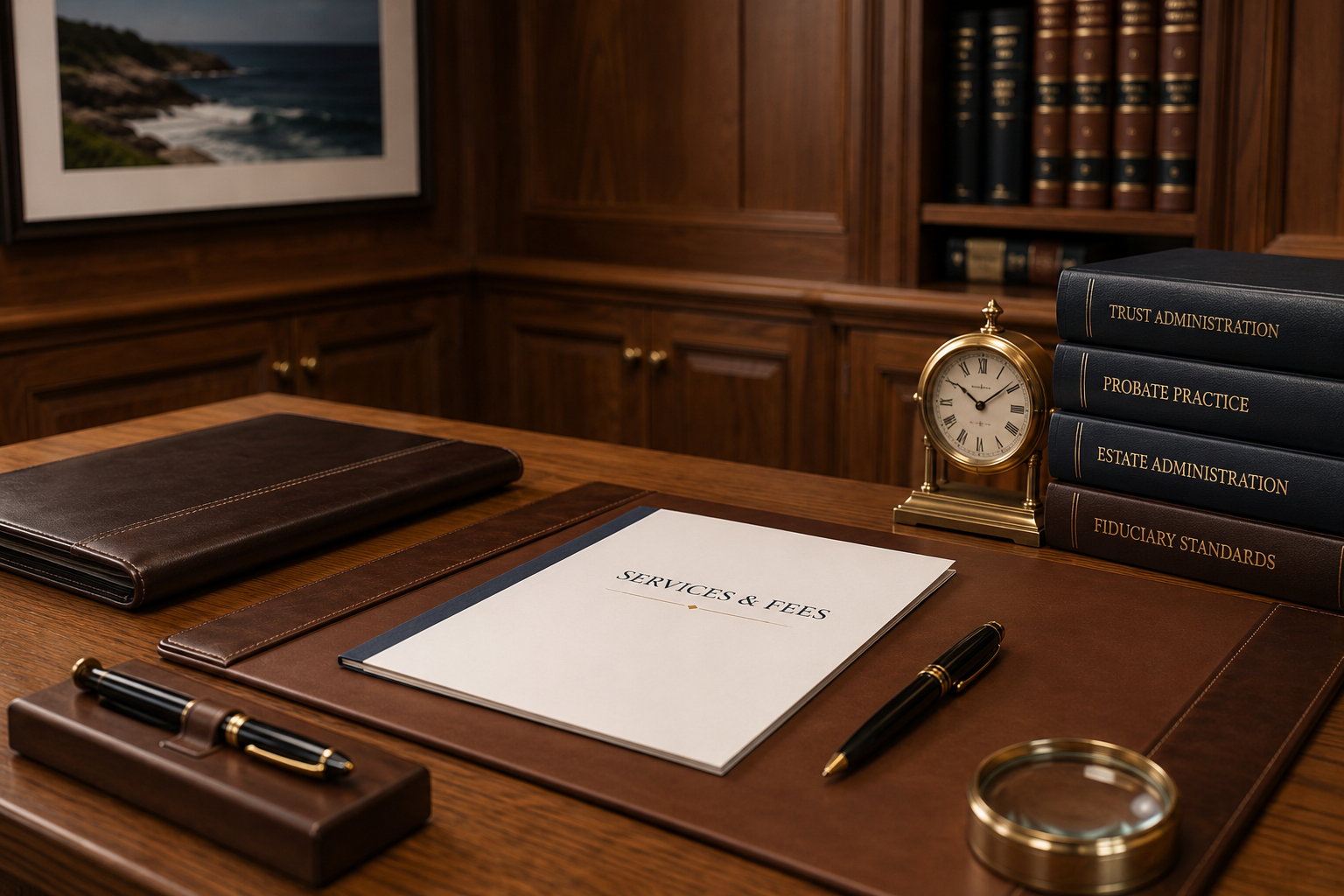 Professional fiduciary services and fees materials for trust, probate, and estate administration.