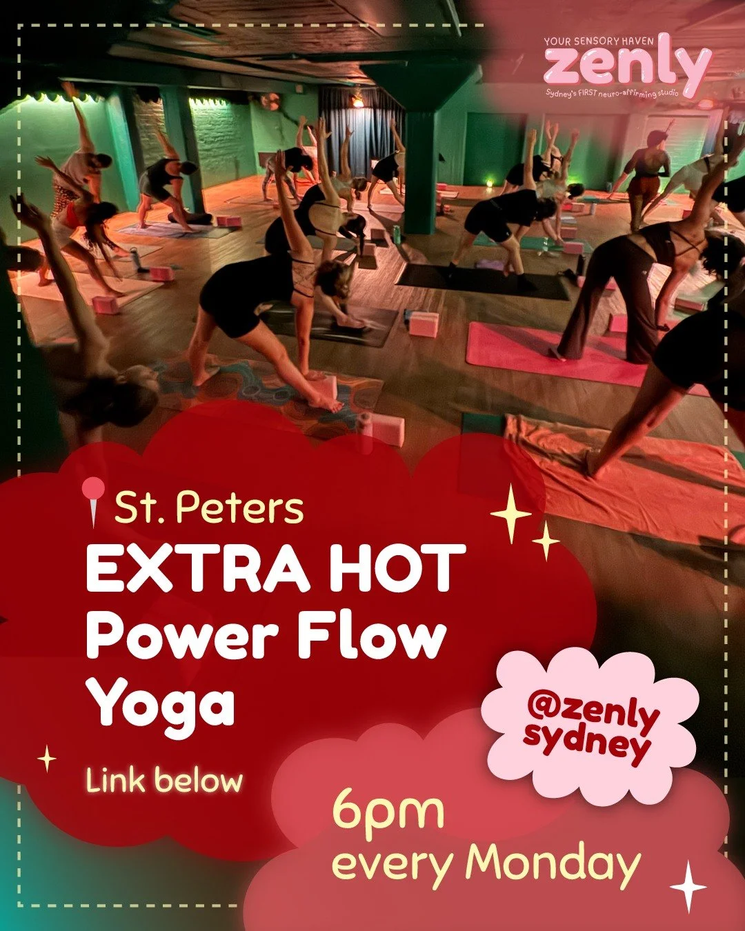 Join us in St. Peter's for Extra Hot Power Flow Yoga every Monday at 6pm! 🔥

Come in out of the cold and get sweaty with us at Zenly - Sydney's first neuro-affirming studio ✨ 

Book here: https://goteamup.com/providers/calendar/