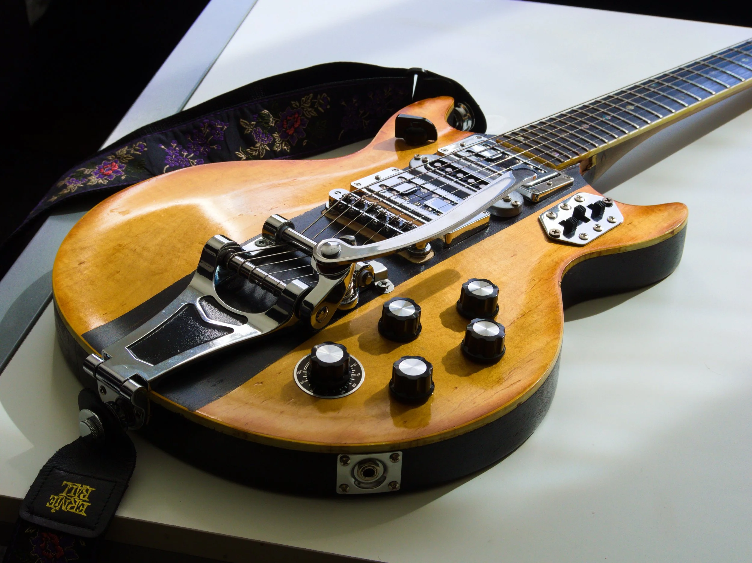 An electric guitar Brendan Coller designed