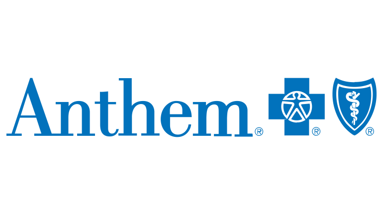 The Anthem logo, including the word 'Anthem' in blue, a blue medical cross with a white star in the center, and a blue shield with a white caduceus symbol.