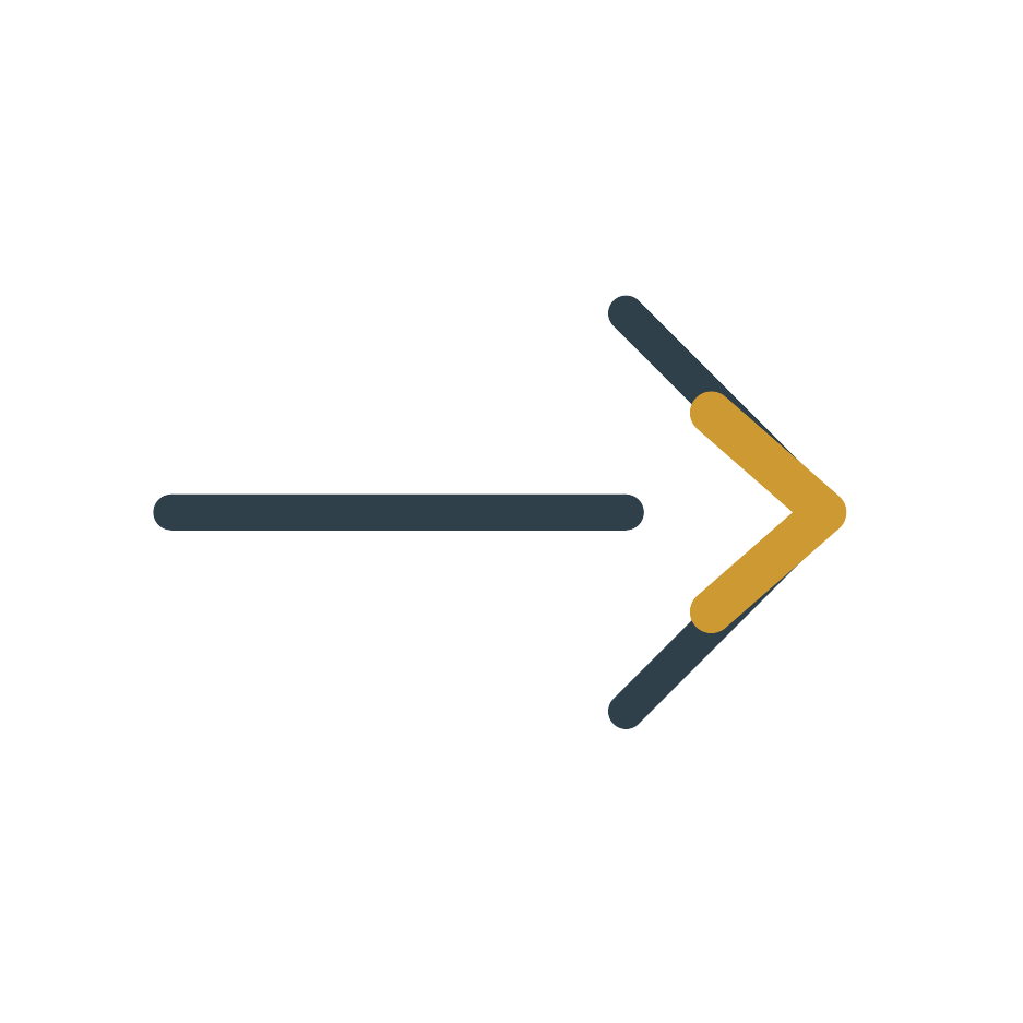 An abstract logo with a stylized arrow pointing right, with a black background, white lines, and a gold accent.