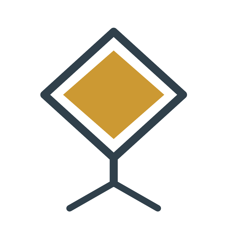 An icon of a diamond-shaped chemical hazard symbol with a yellow interior and a black outline, on a black stand.