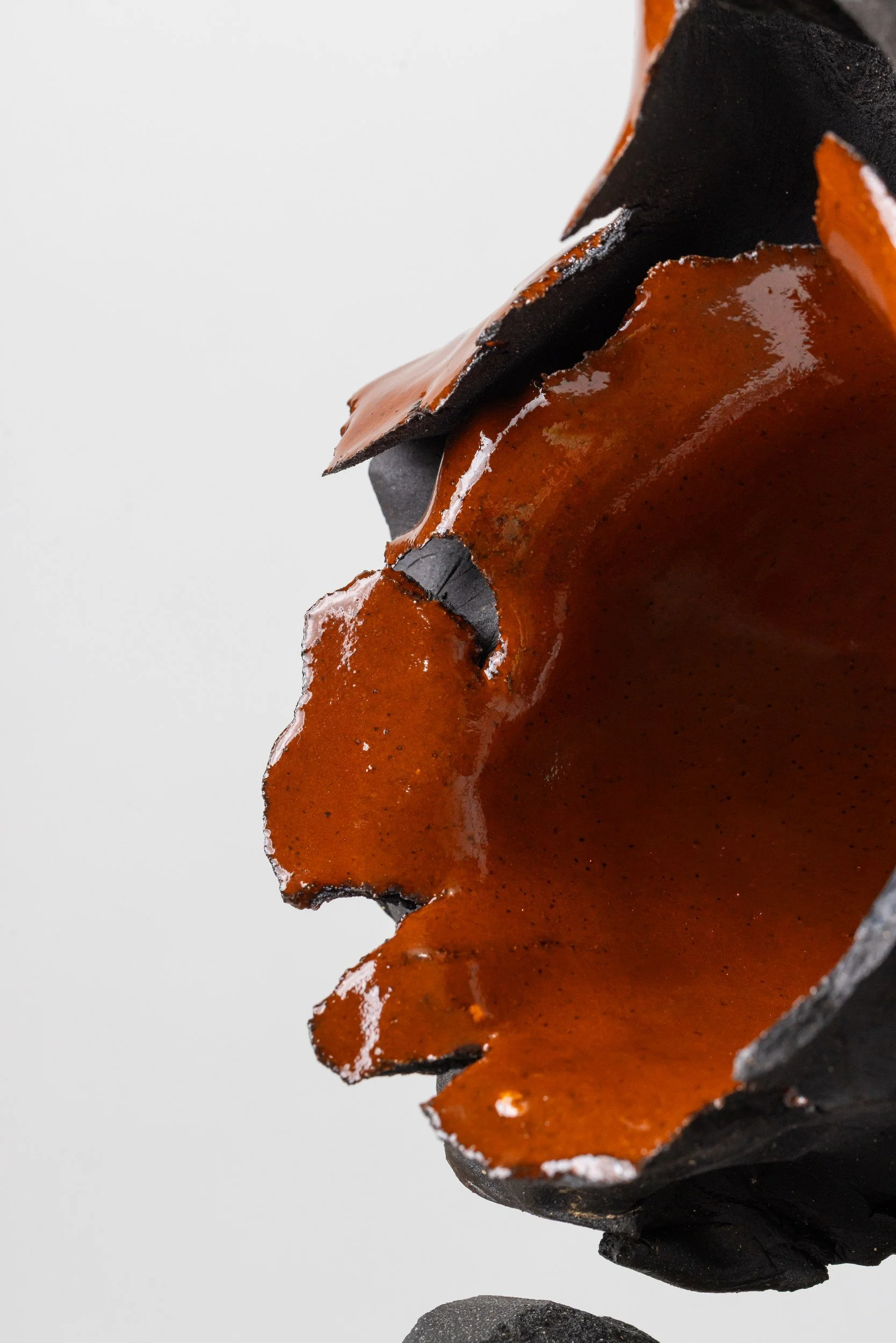 All The Kings Men (IM003) — detail view 1   ·   Description: All The Kings Men (IM003), one-of-a-kind ceramic impact study sculpture by Brendan Bishop, Grip Fast Studio, Omaha — detail view 1.
