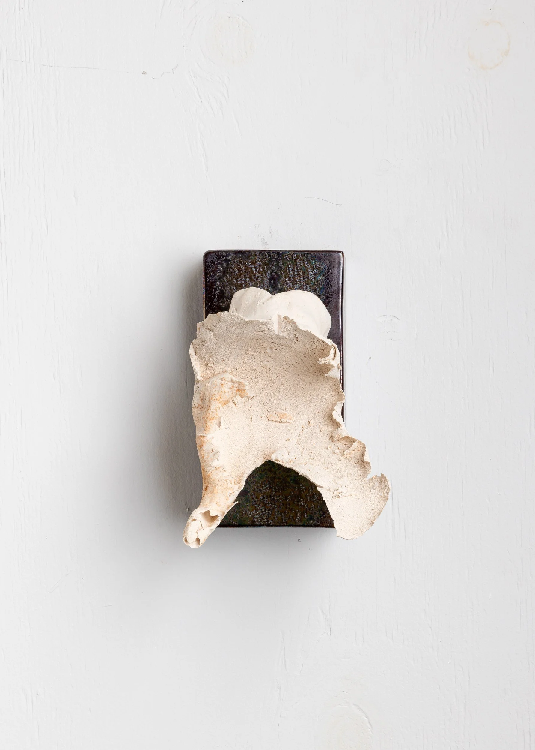 White Legs (IM013), one-of-a-kind ceramic impact study sculpture by Brendan Bishop, Grip Fast Studio, Omaha — full view.