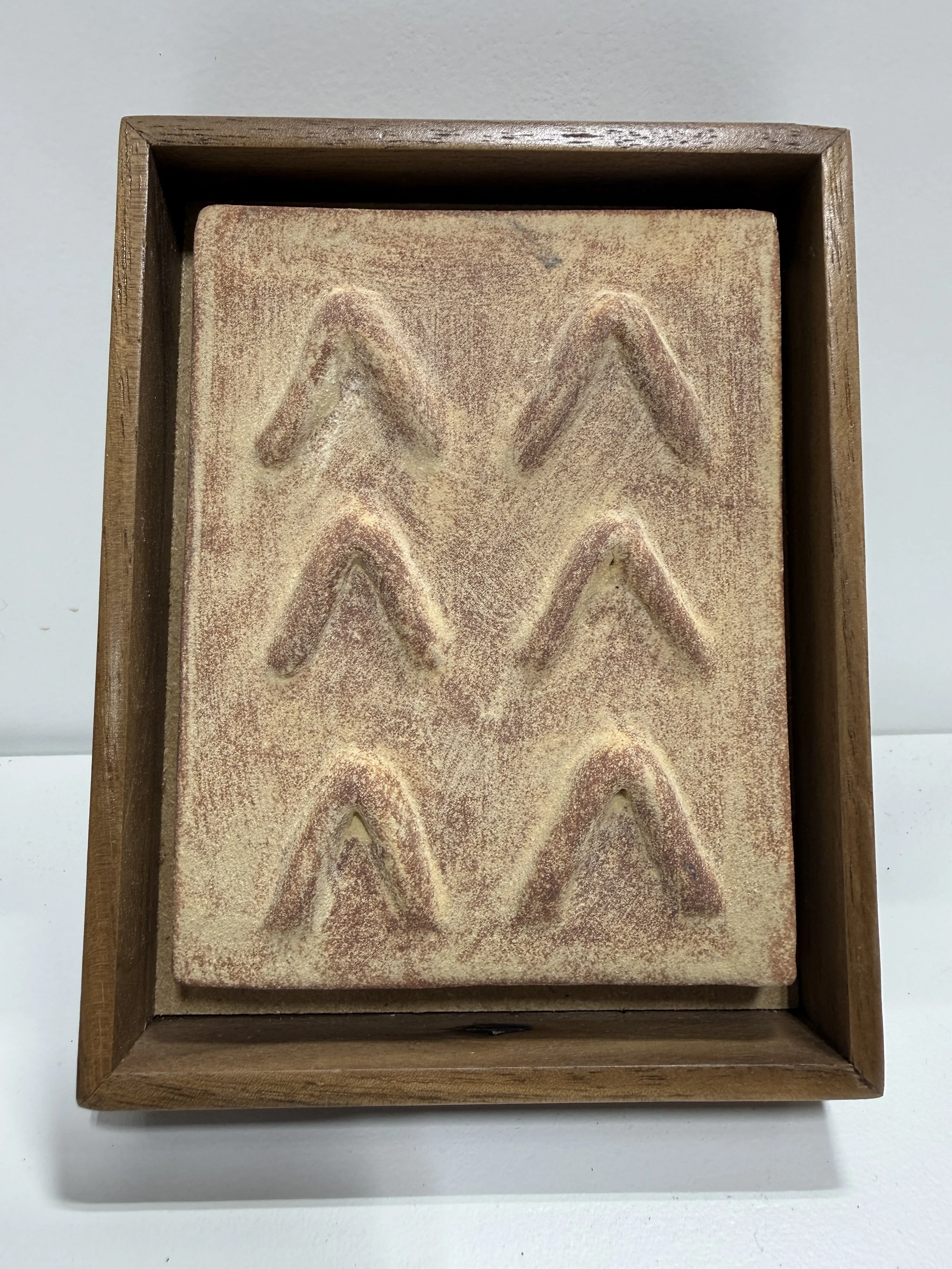 Tile No. 1 (FS021), one-of-a-kind ceramic form study by Brendan Bishop, Grip Fast Studio, Omaha — chevron tile.