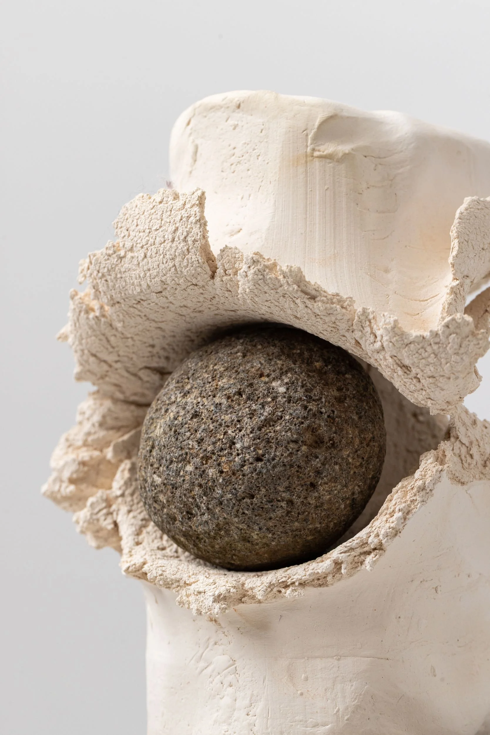 I Don't Have One (IM030), one-of-a-kind ceramic impact study sculpture by Brendan Bishop, Grip Fast Studio, Omaha — detail view 1.