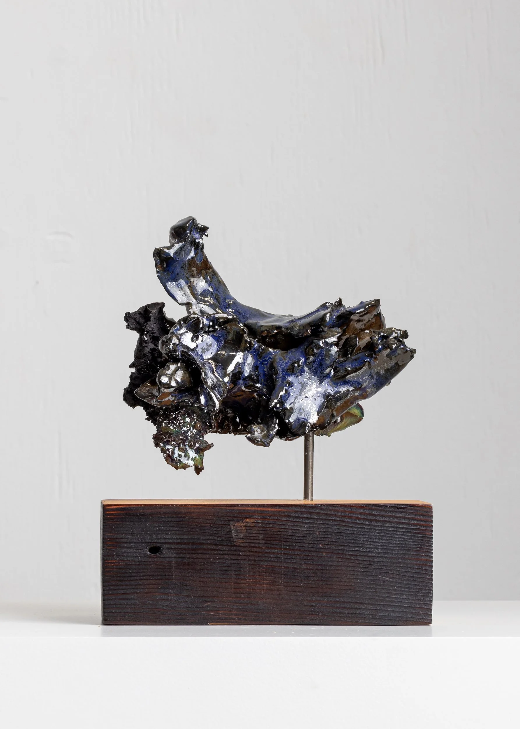 Galaxy Baby No. 1 (IM020), one-of-a-kind ceramic impact study sculpture by Brendan Bishop, Grip Fast Studio, Omaha — full view.