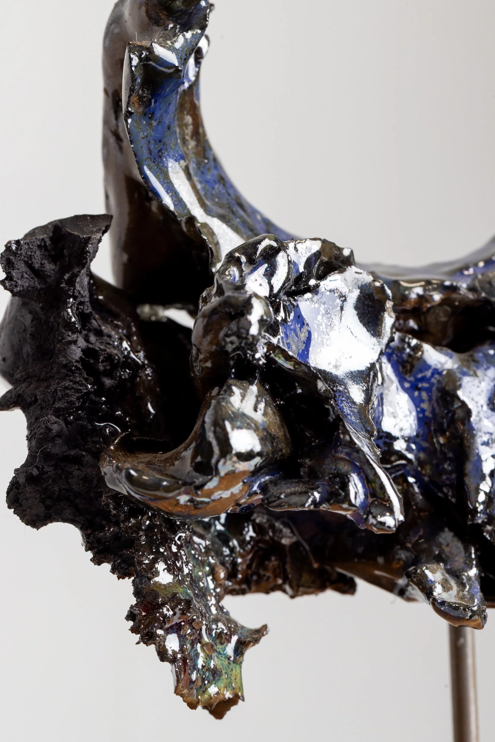 Galaxy Baby No. 1 (IM020), one-of-a-kind ceramic impact study sculpture by Brendan Bishop, Grip Fast Studio, Omaha — detail view 1.