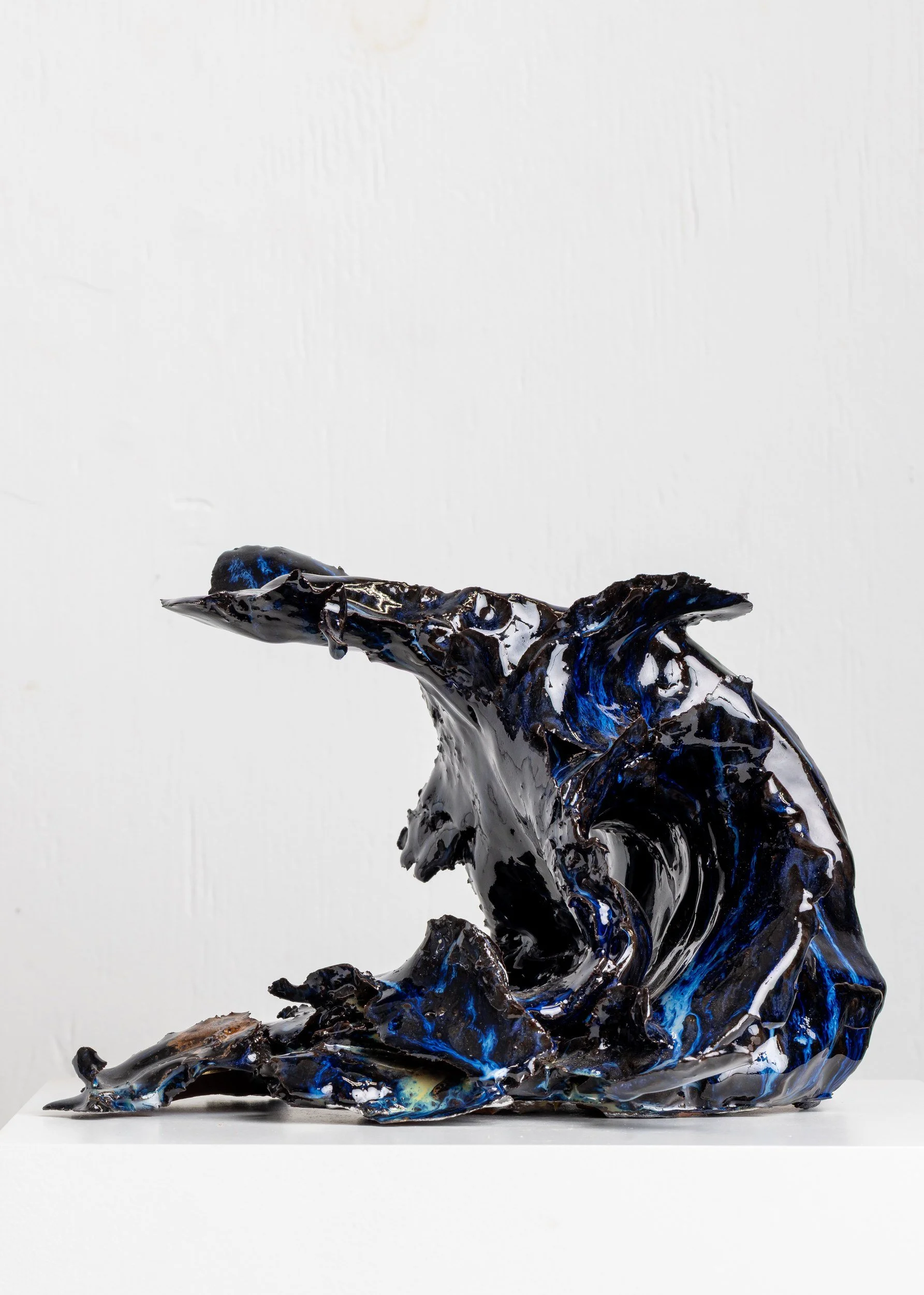 First Wave (IM009), one-of-a-kind ceramic impact study sculpture by Brendan Bishop, Grip Fast Studio, Omaha — full view.