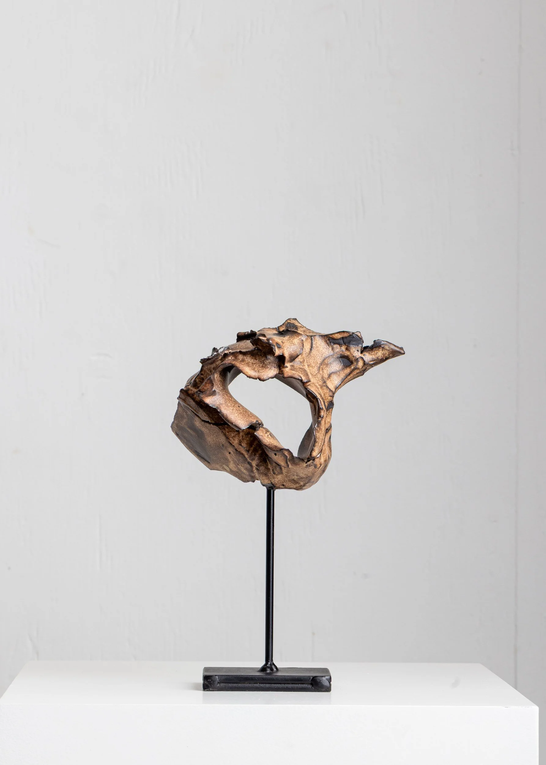 Title: Marrow (IM012) — detail view 2   ·   Description: Marrow (IM012), one-of-a-kind ceramic impact study sculpture by Brendan Bishop, Grip Fast Studio, Omaha — detail view 2.