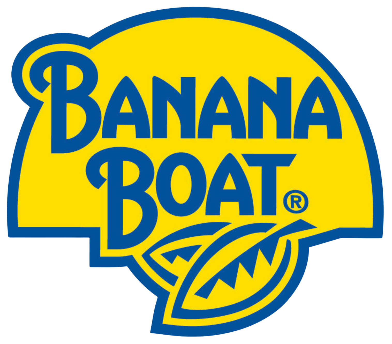 Logo featuring yellow and blue colors with the words "Banana Boat" in bold uppercase letters, with a stylized banana graphic below.