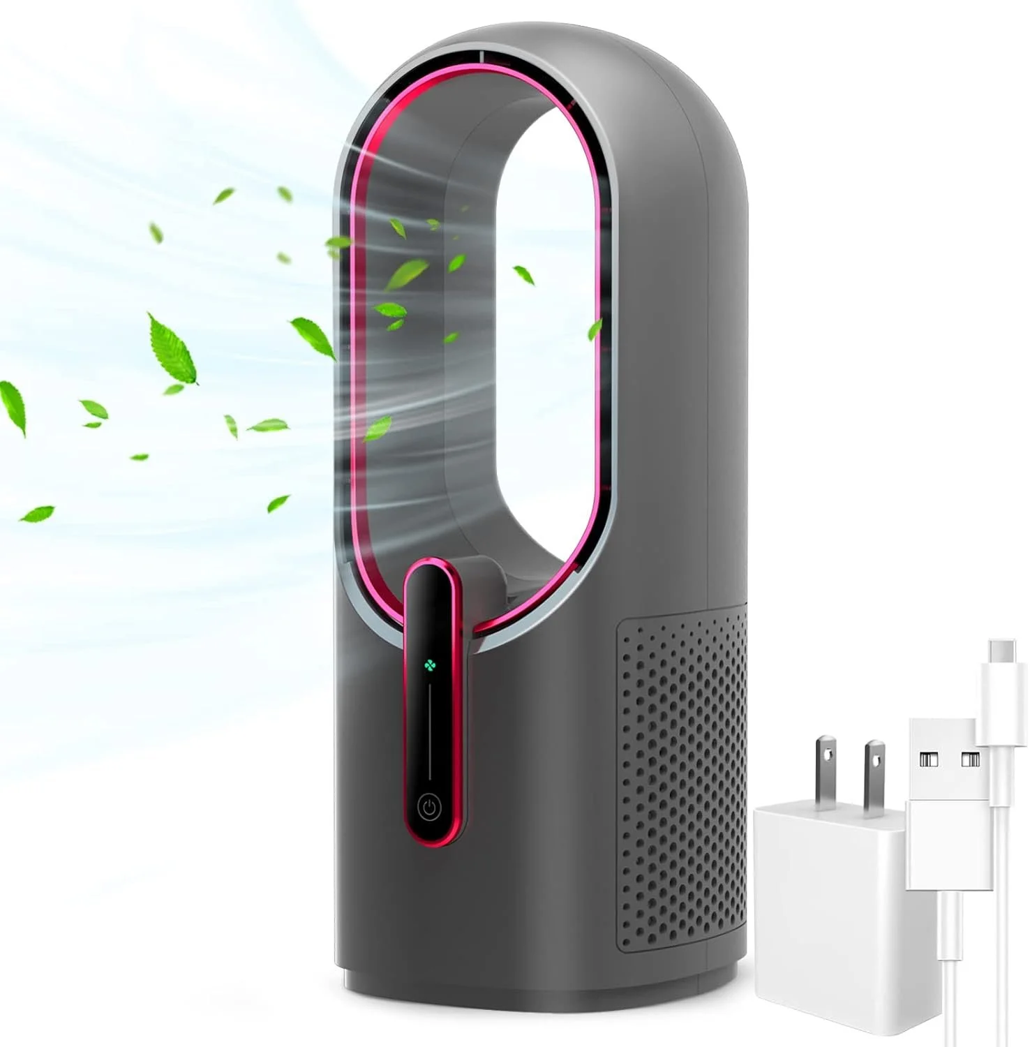 KONSIDEN Bladeless Desk Fan – 11.8-Inch Quiet Office Fan with 3 Speeds, Touch Controls & Easy-Clean Design