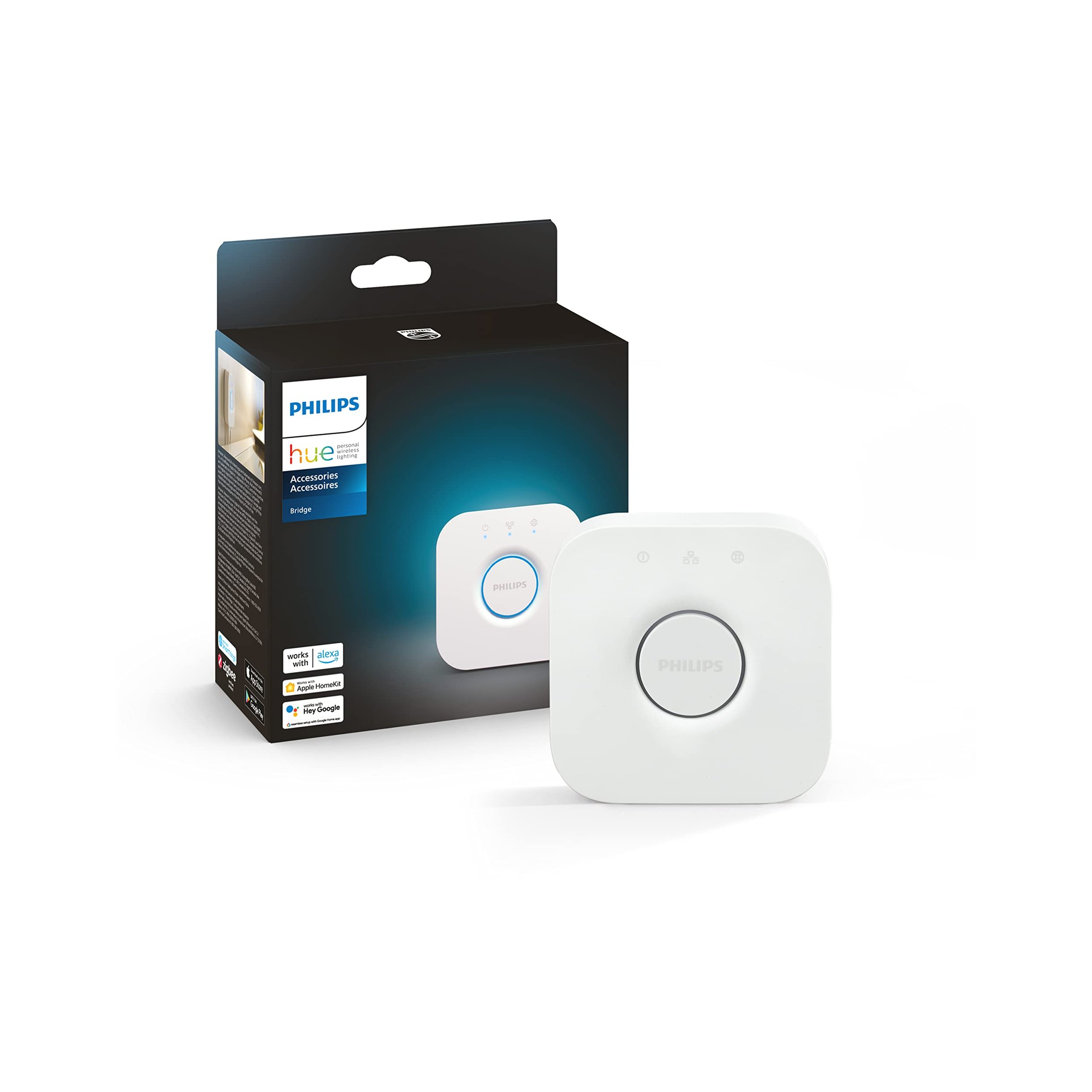 Philips Hue Bridge Smart Lighting Hub – Multi-Room & Remote Control, Automation & Zone Management, Matter & Voice Assistant Compatible