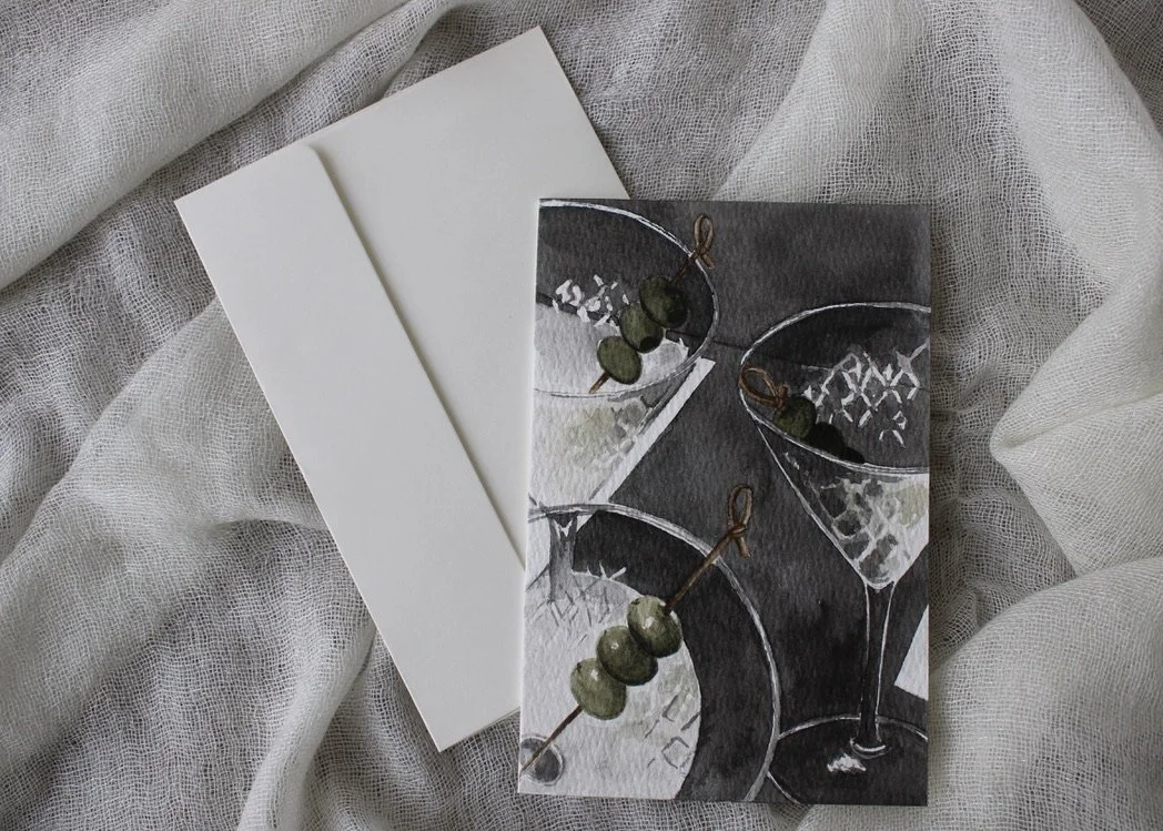 Martini Watercolor Card