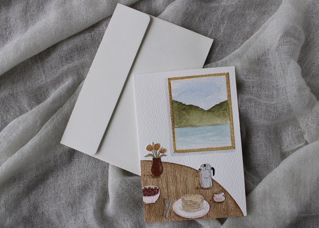 Breakfast Table Watercolor Card