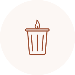 Drawing of a candle in a holder with a small flame