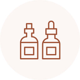 Two small dropper bottles with square labels, side by side on a white background.