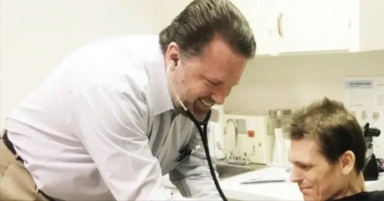 Dr. Ralf Lukner examining a patient with a stethoscope at Lukner Medical Clinic in Pampa, TX