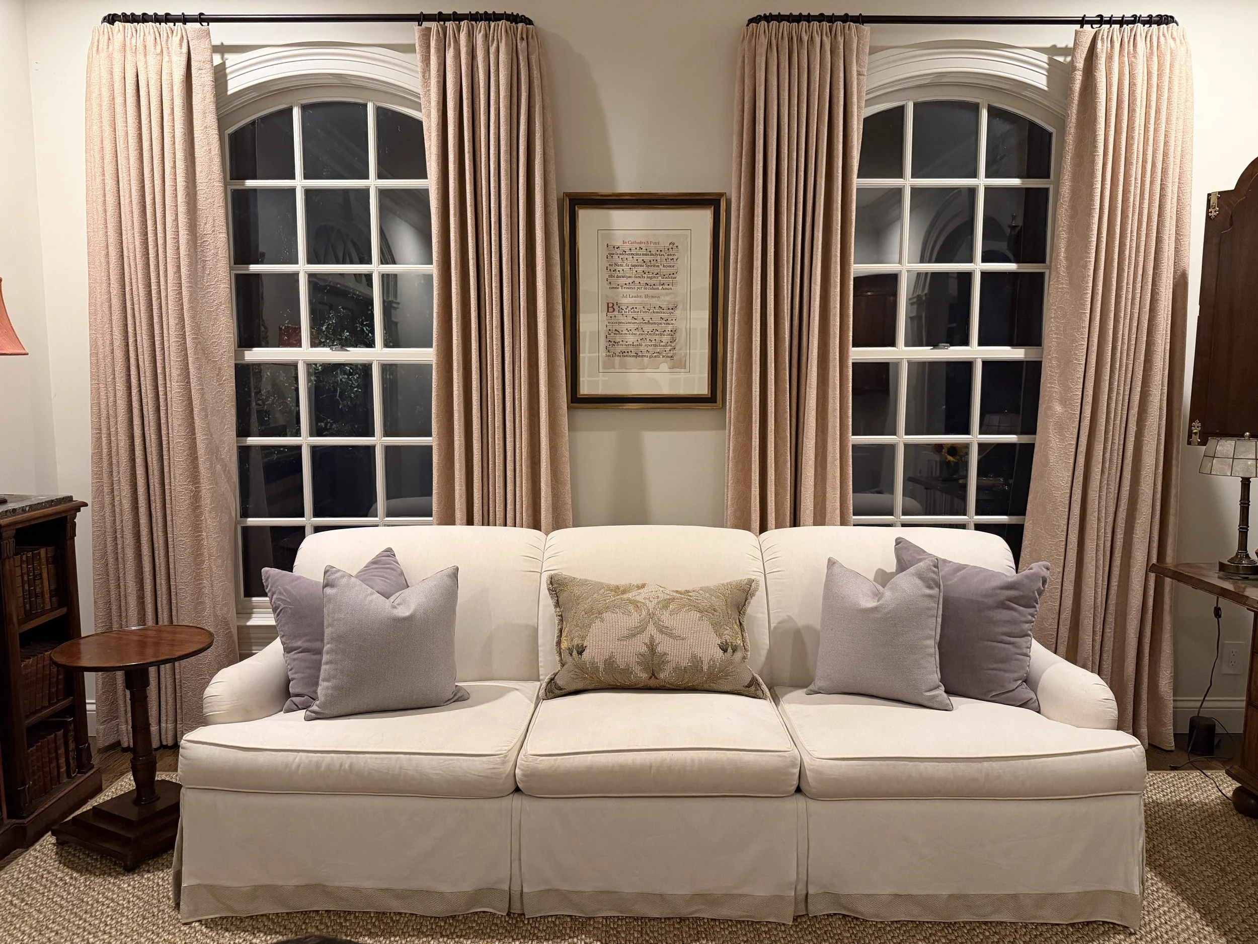 Luxury transitional neutral living room design in Louisville Kentucky by Susan Harreld Interiors