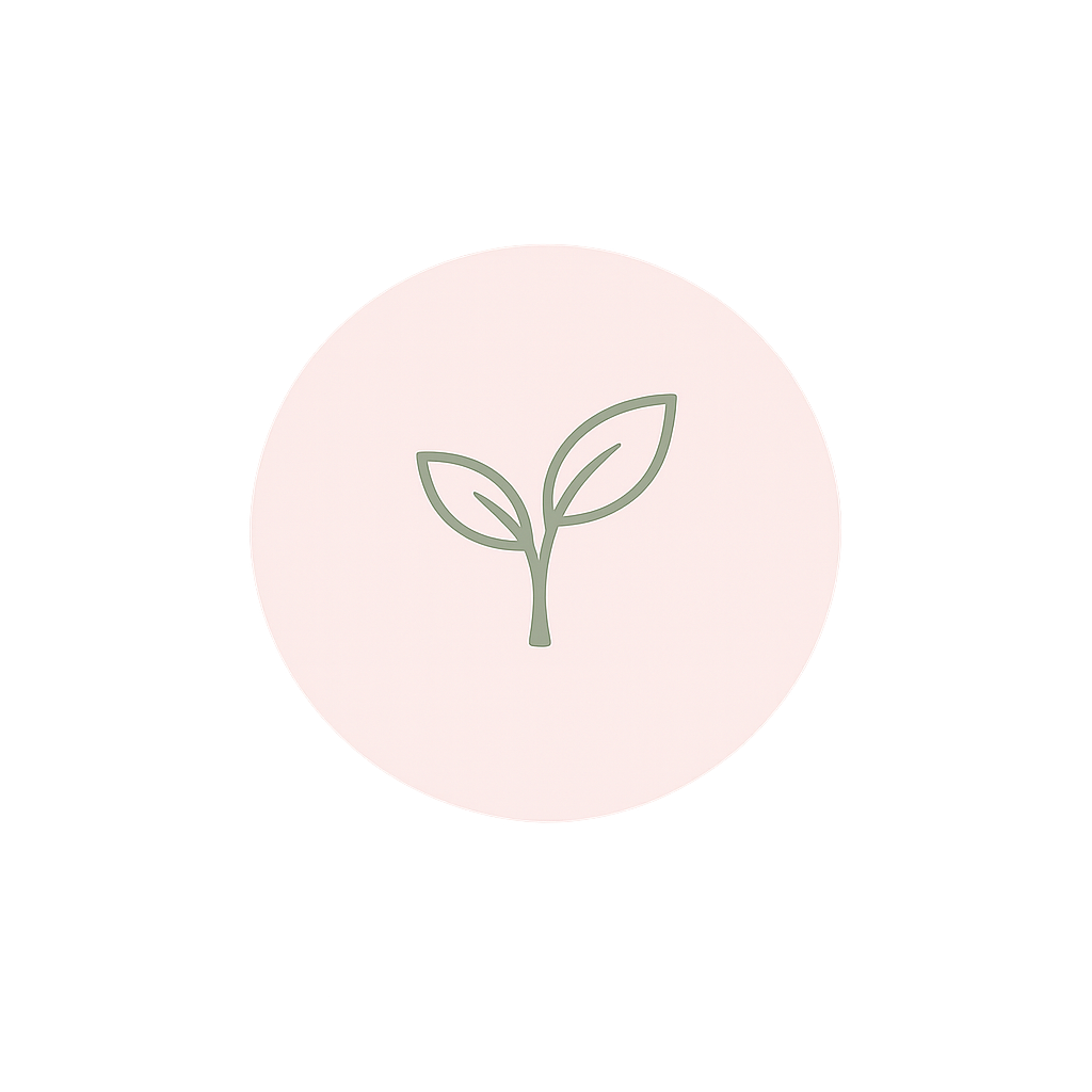 A simple line drawing of a plant with three leaves inside a glowing circular background.