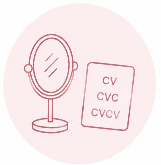 Motor speech practice using a mirror and syllable sequences