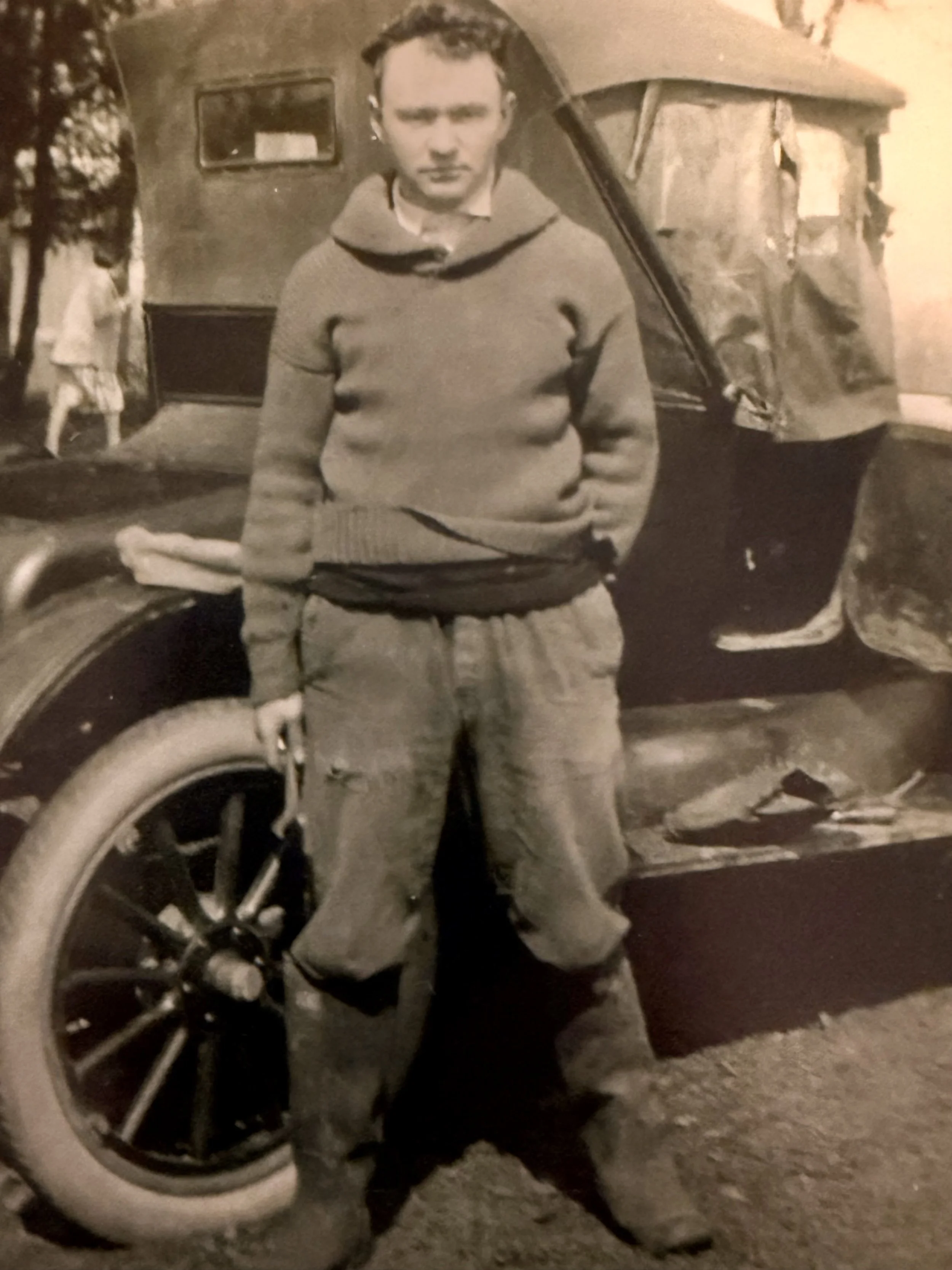 grandpa with vintage car