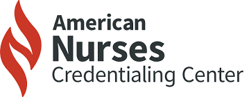 Logo of American Nurses Credentialing Center with a red flame symbol and black text.