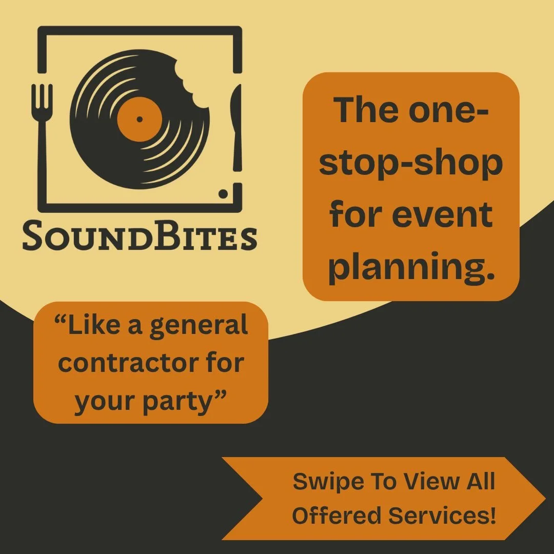SOUNDBITES: YOUR ONE-STOP SHOP FOR EVENT PLANNING 🥂✨
From sound and entertainment 🎶 to catering 🍽️, rentals 🪑, and photography 📸; we work to bring the pieces together so you can focus on enjoying your event. 🎊

SPEAKER SYSTEM RENTALS 🔊
Whether