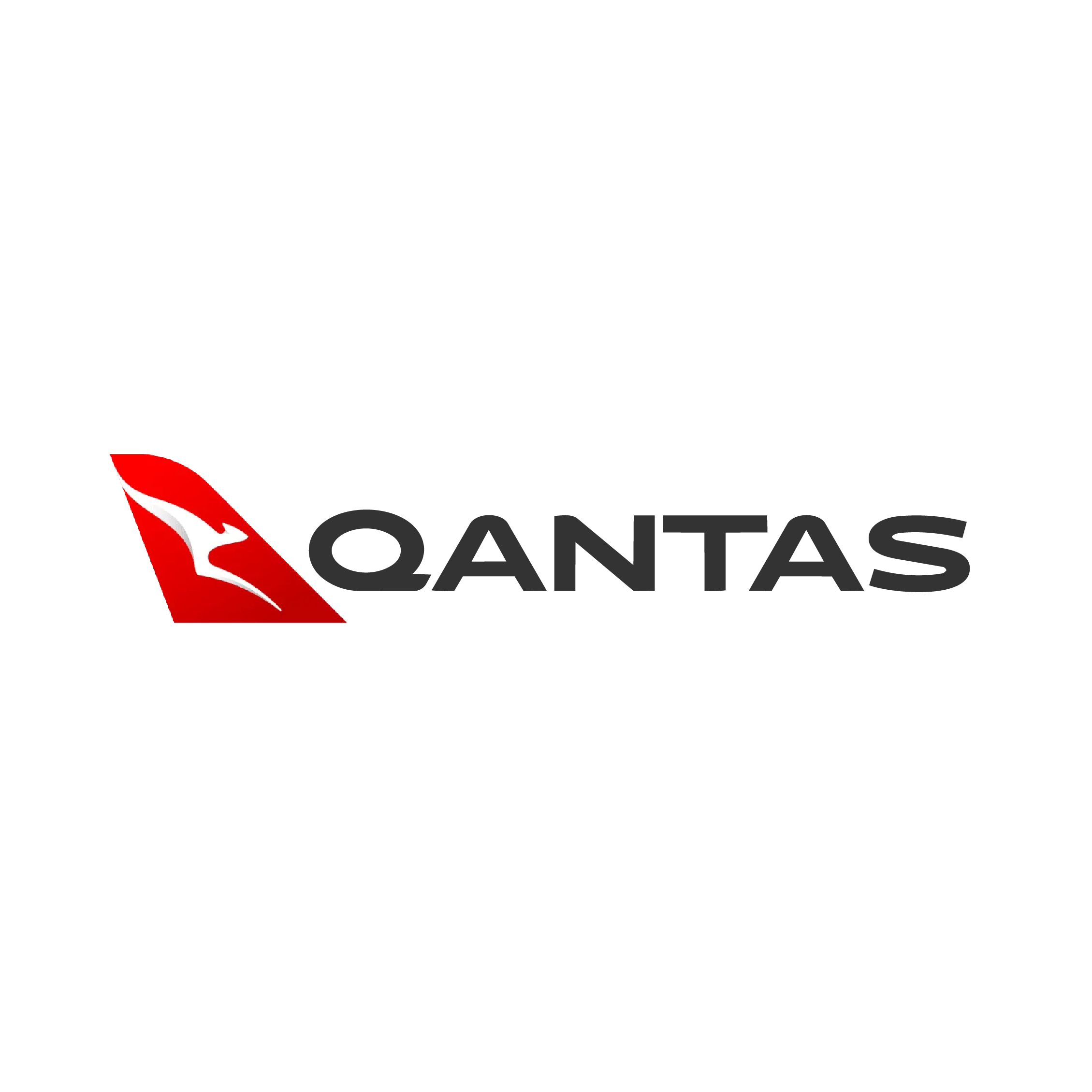Qantas airline logo with a red kangaroo on a white background and the word "QANTAS" in black letters.