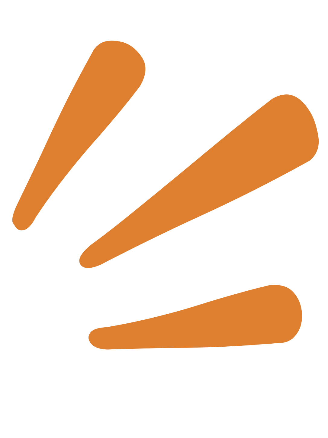 Stylized orange lines on a black background, resembling a hand with fingers.