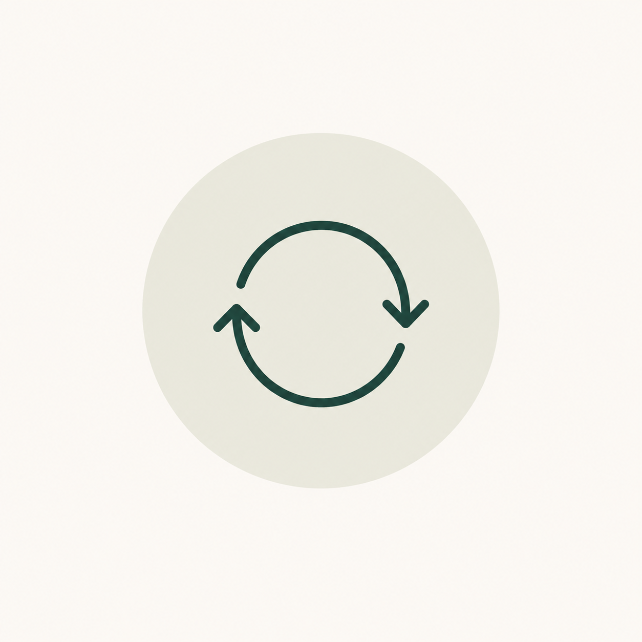 Circular arrows indicating synchronization or refresh, centered on a light background.