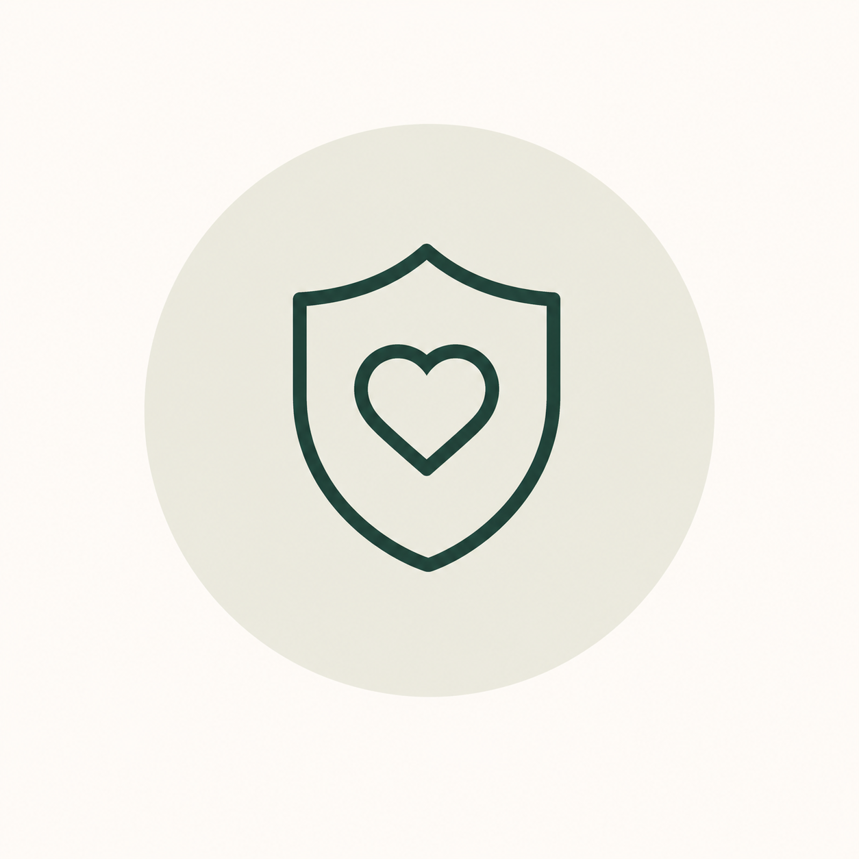 A shield icon with a heart inside it, representing health or protection.