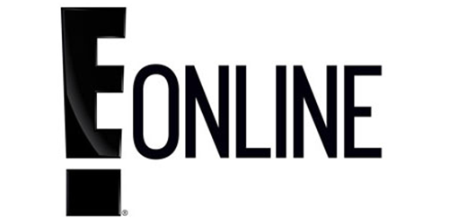 E Online logo featuring Nicole Sciacca of Sweat + Stillness