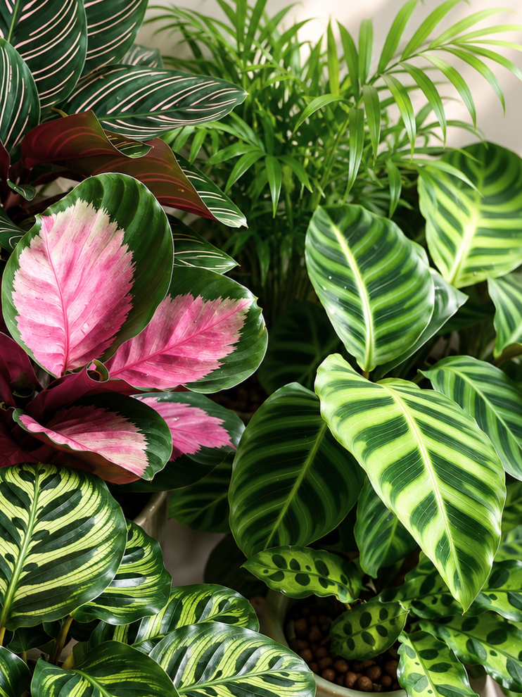 Variety of tropical plants with different colours and leaf patterns, representing diversity, belonging, and culturally responsive care.