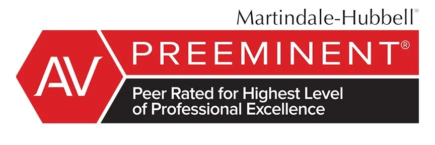 Monica Plake and Martindale-Hubbell Preeminent AV rating badge indicating peer-rated professional excellence.
