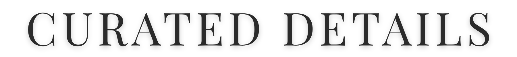 Text says "GURATED DETAILS" in bold black letters on a white background.