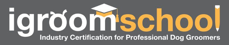 Logo for igromischool with a graduation cap icon and the tagline 'Industry Certification for Professional Dog Groomers'.