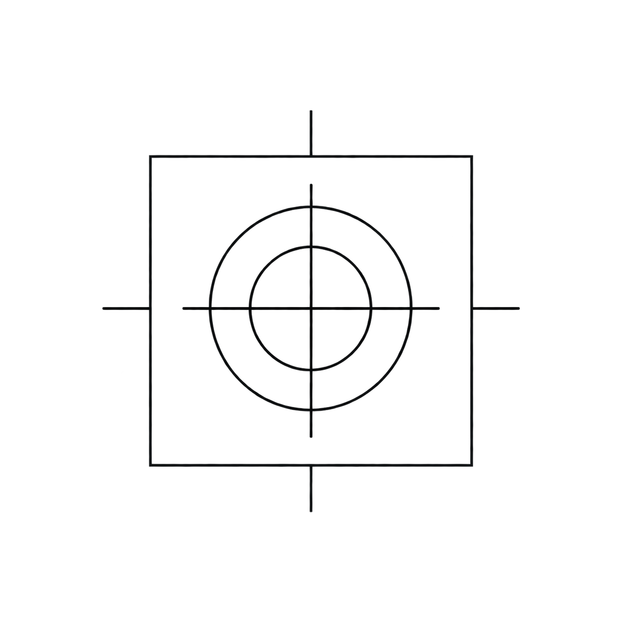 A black and white shot of a mechanical or electronic device with concentric circles and a pin point in the center, possibly a target or a precision instrument.