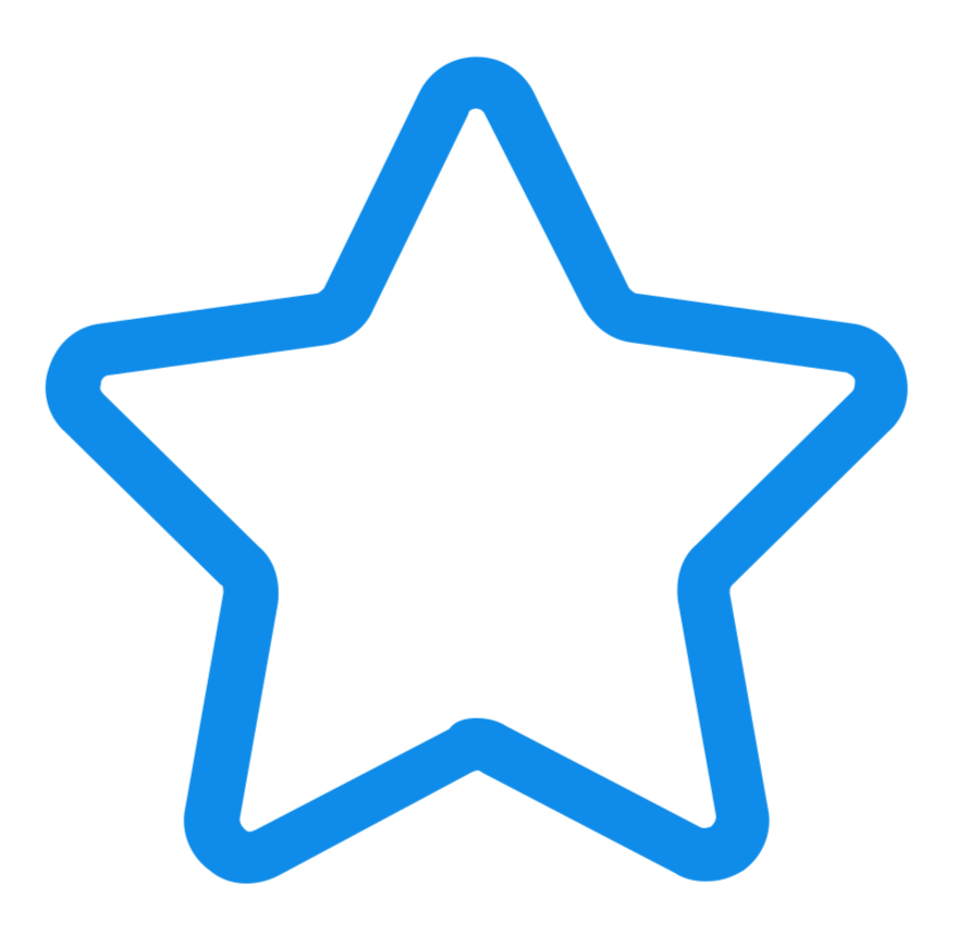 Blue neon star outline against black background.