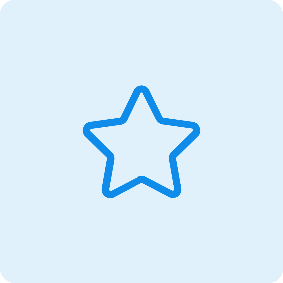 Blue outlined star on a light blue background