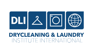 Logo of DryCleaning & Laundry Institute International with icons of a hanger, washing machine, and globe