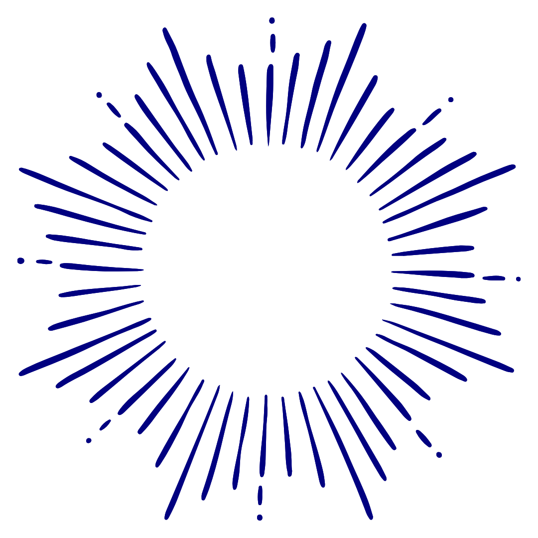 Blue rays radiate outward in a circular pattern from a black center on a black background.