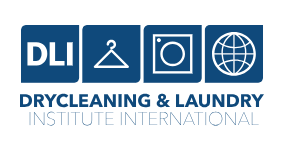 DLI Dry Cleaning & Laundry Institute International logo with icons for dry cleaning, hanging clothes, laundry, and global services.