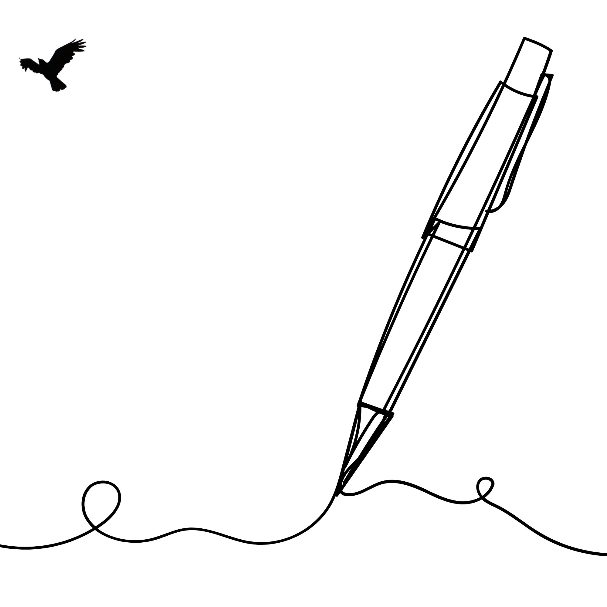 A silhouette of a bird flying with a yellow sun in the background.